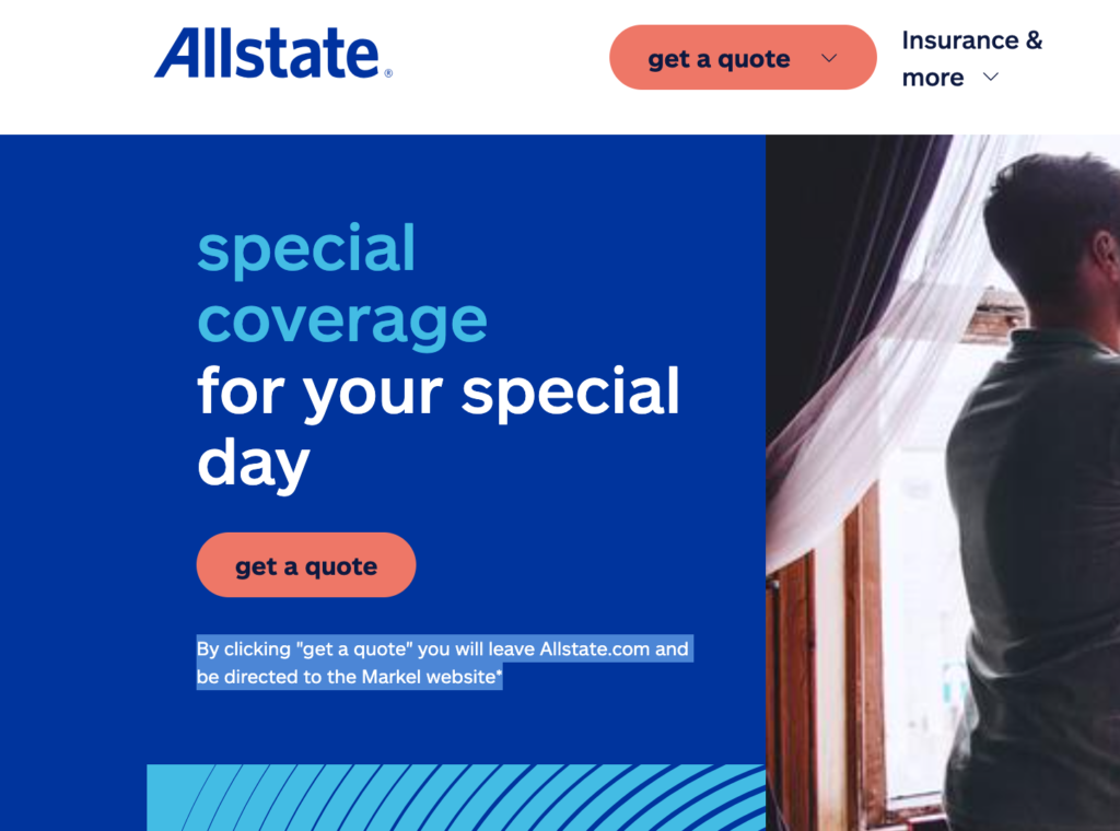 "By clicking "get a quote" you will leave Allstate.com and be directed to the Markel website."